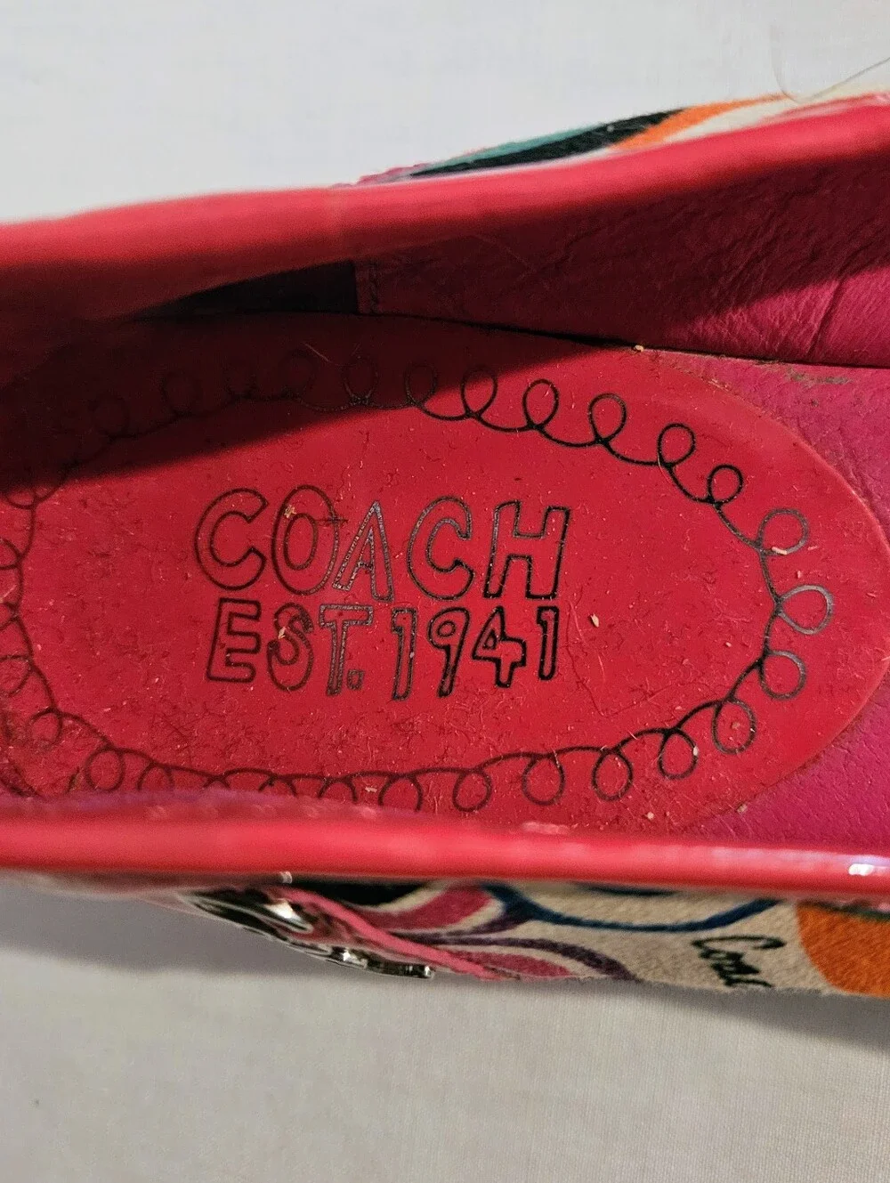Coach Poppy Remmi Ballet Flats Pink Patent Rhinestone Buckle Size 7.5B Y2K